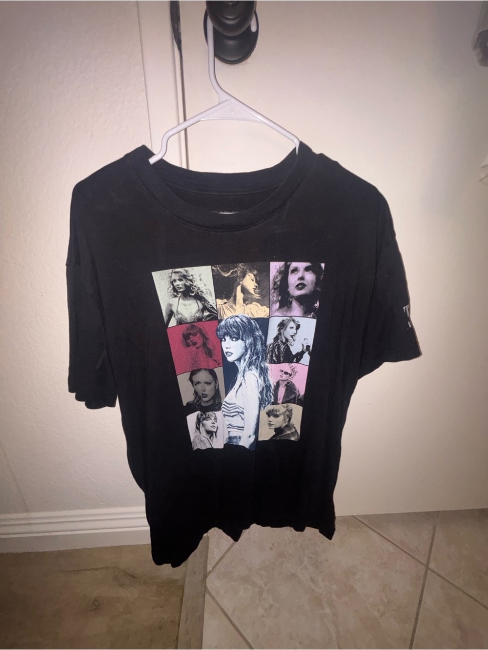 Taylor Swift Black Short Sleeve Tee with Multi-Color Photo Panels